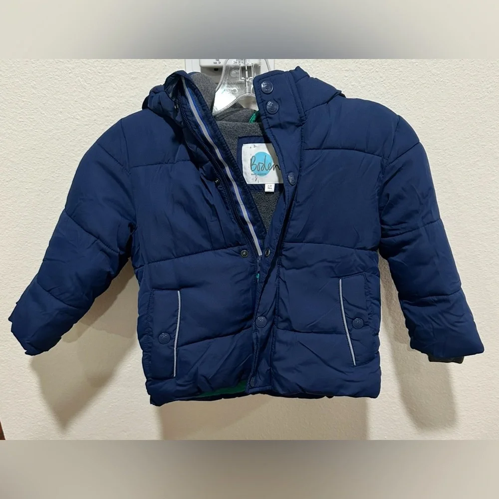 Mini‎ Boden Navy Hooded Puffer Jacket little kids 7-8